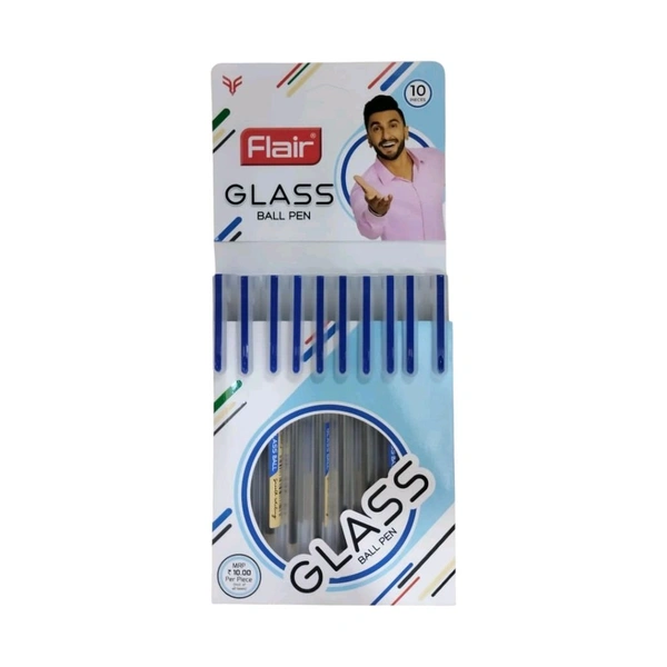 Flair Glass Ball Pen Set Of 10 Pens - Blue