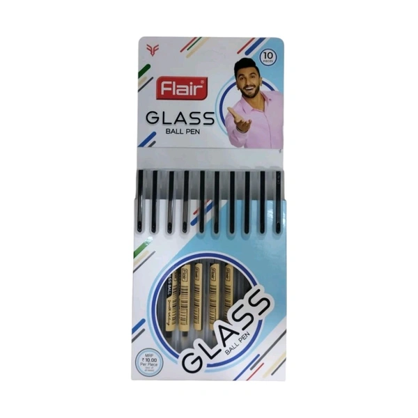 Flair Glass Ball Pen Set Of 10 Pens - Black