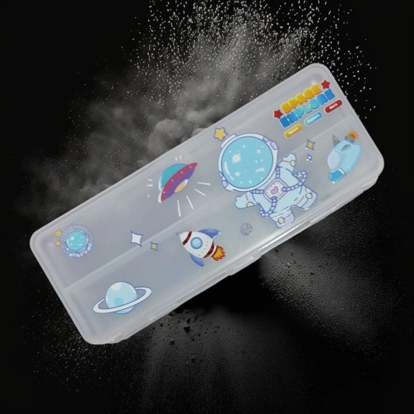 Transparent Space Explore Design Double Decker Pencil Box 