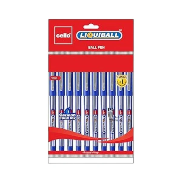 Cello Liquiball Pen Set Of 10 Pieces.  - Blue