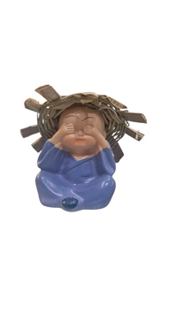  Hat Monk Buddha Idols Set Of 4 Pcs Showpiece for Car Dashboard/Home Decor 