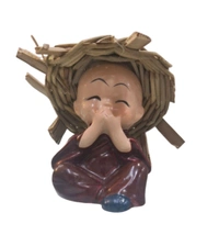  Hat Monk Buddha Idols Set Of 4 Pcs Showpiece for Car Dashboard/Home Decor 