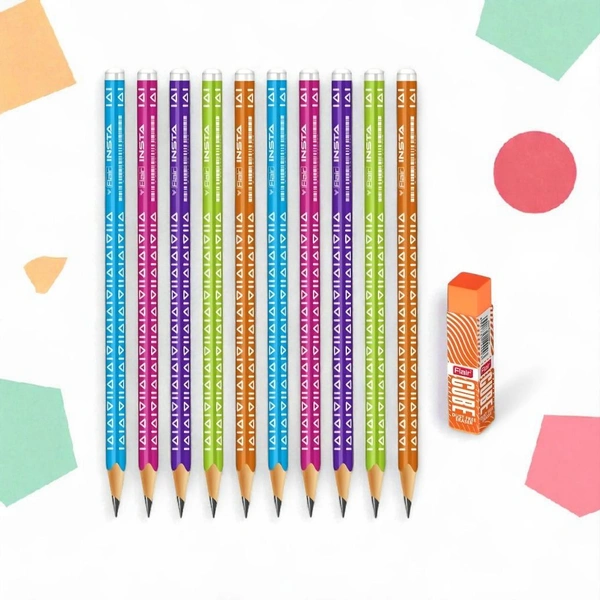 Flair FLAIR Creative Series Aero Pencil Smart Kit,Colourful 2B Lead Pencils,Fun & Functional Box, Stationery Kit Ideal For Gifting, Set Of 10 Wooden Pencils, 1 Eraser & 1 In-Built Sharpener.
