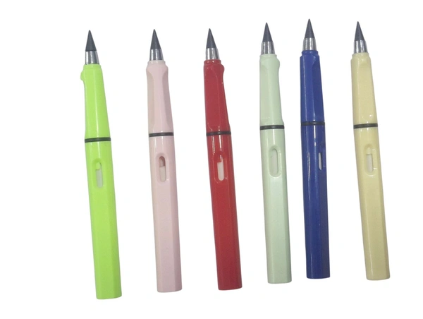  6 Pcs Pen Shape Pencil Black Everlasting Pencil Inkless Eternal Portable Reusable Erasable (Black)
