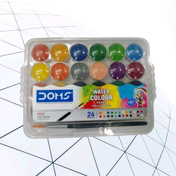 Doms DOMS AQUA Colour cakes 24 Shade 15mm Including 1 Brush