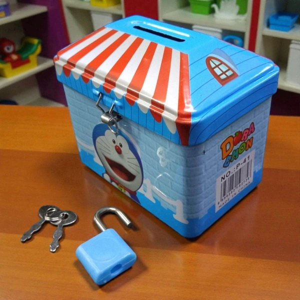 Small Coin Box For Kids With 1 Lock And 2 Keys