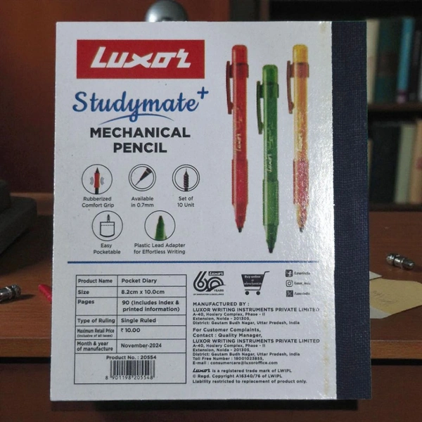 Luxor Pocket Diary 8.2 Cm X 10 Cm Pages -92 Single Ruled Diary Set Of 10 Nos