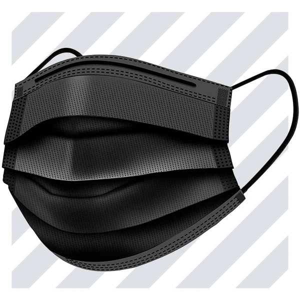 Disposable FaceMask 3 Ply Black Color - 3-Ply, Black