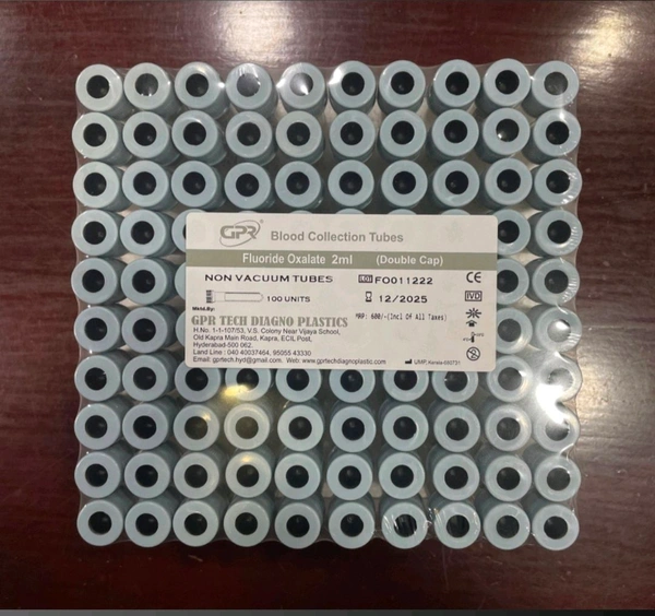 GPR Blood Collection Fluoride Tube  - 2Ml, Gray