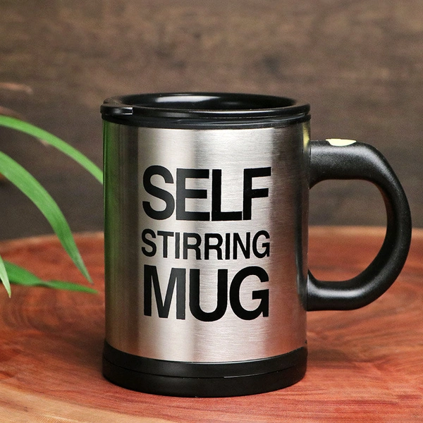 YOUR KART Self Stirring Coffee, Stainless Steel Automatic Self Mixing & Spinning Cup Stainless Steel Plastic Coffee Mug PACK OF 1