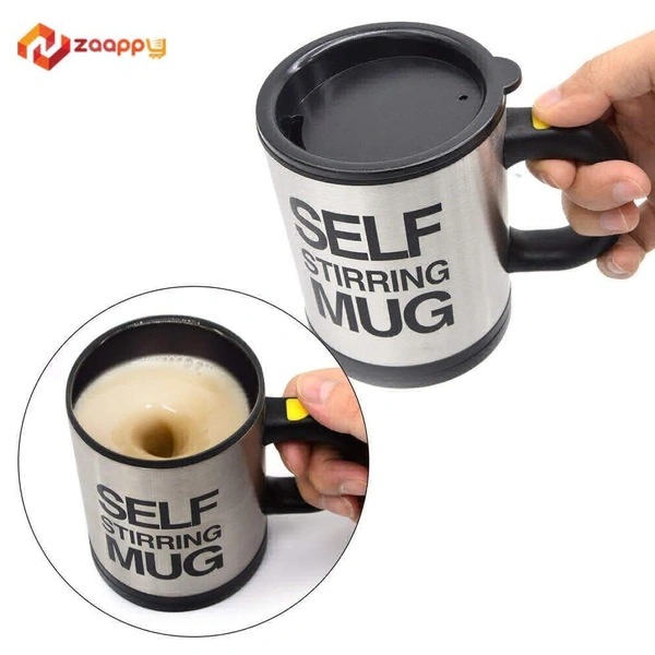 YOUR KART Self Stirring Coffee, Stainless Steel Automatic Self Mixing & Spinning Cup Stainless Steel Plastic Coffee Mug PACK OF 1