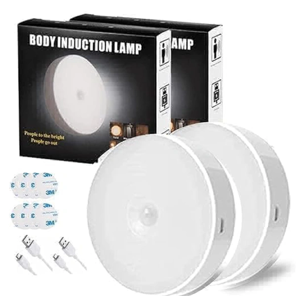 YOUR KART Motion Sensor Light for Home (Pack of 2) with USB Charging Wireless Self Adhesive LED Induction Lamp Sensor Light for Wardrobe Lights with Sensor Night Light for Cupboard Stairs