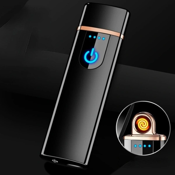 YOUR KART Smart Fingerprint Sensor Lighter USB Rechargeable Lighter Touch Screen Flameless Windproof Cigarette Lighter Double Side Ignition Lighter Smoking Best Gift .