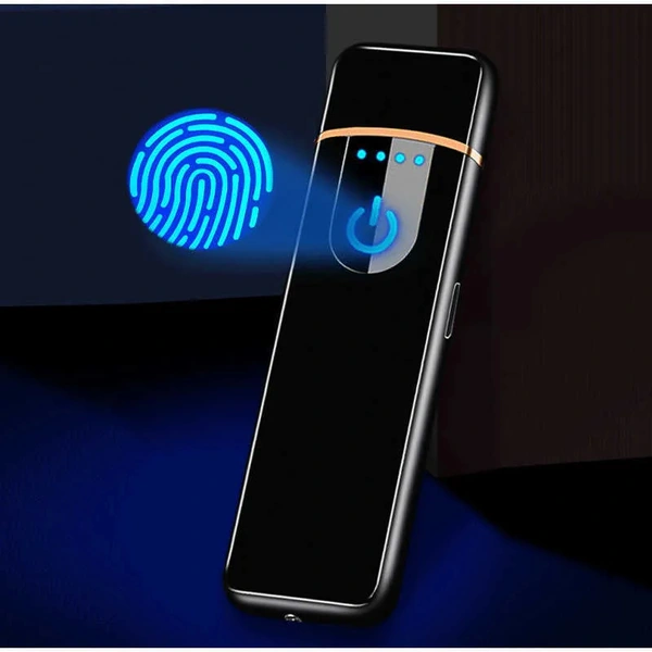 YOUR KART Smart Fingerprint Sensor Lighter USB Rechargeable Lighter Touch Screen Flameless Windproof Cigarette Lighter Double Side Ignition Lighter Smoking Best Gift .