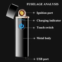 YOUR KART Smart Fingerprint Sensor Lighter USB Rechargeable Lighter Touch Screen Flameless Windproof Cigarette Lighter Double Side Ignition Lighter Smoking Best Gift .