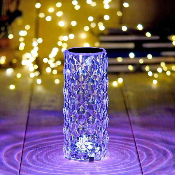 YOUR KART Crystal Rose Table Lamp 16 Colour LED Night Lights for Room Decoration, Photography, Gift, Bedroom, usb Rechargable (With Remote)