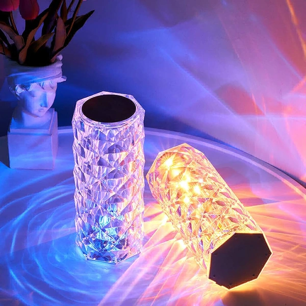 YOUR KART Crystal Rose Table Lamp 16 Colour LED Night Lights for Room Decoration, Photography, Gift, Bedroom, usb Rechargable (With Remote)