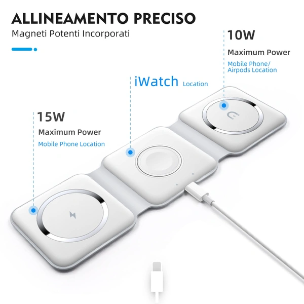 YOUR KART  Teresa 3 in 1 Wireless Charger | Watch , Ear pods, Phone |