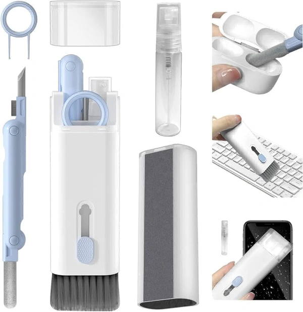 YOUR KART 7 IN 1 ELECTRONIC CLEANER KIT, CLEANING KIT FOR MONITOR KEYBOARD AIRPODS, SCREEN DUST BRUSH INCLUDING SOFT SWEEP, SWIPE, AIRPOD CLEANER PEN, KEY PULLER AND SPRAY 