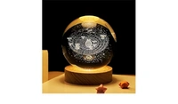 YOUR KART Universe Crystal Ball Night Light,2.4 Inch 3D Crystal Ball Night light, Lamp with Colourful LED bulb, Crystal Ball with Wood Stand, Fancy Table lamp / Decorative Light for Home, Office, Bedside Lamp