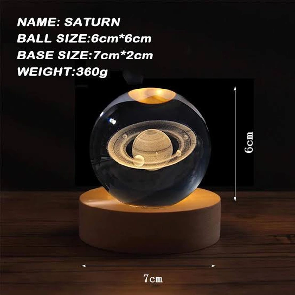 YOUR KART Universe Crystal Ball Night Light,2.4 Inch 3D Crystal Ball Night light, Lamp with Colourful LED bulb, Crystal Ball with Wood Stand, Fancy Table lamp / Decorative Light for Home, Office, Bedside Lamp