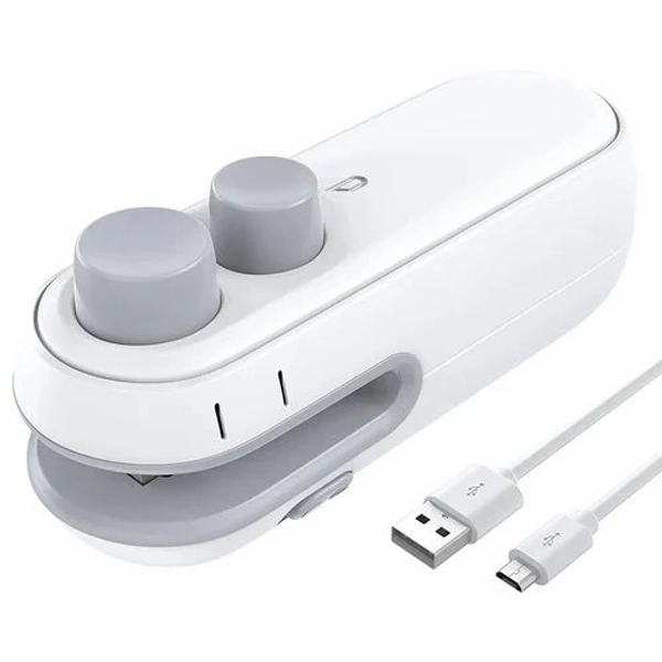YOUR KART  Portable Mini Sealing Machine 2 in 1 USB Rechargeable Magnetic Bag Sealer Heat Seal with Cutter, Plastic Bags Packing Machine Home Appliances (multicolor)