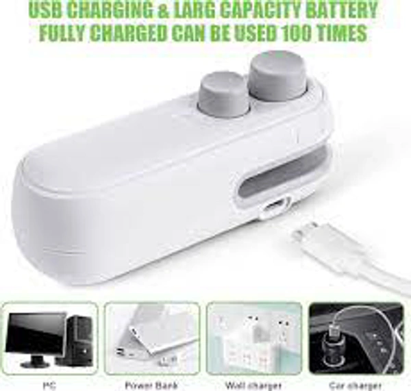 YOUR KART  Portable Mini Sealing Machine 2 in 1 USB Rechargeable Magnetic Bag Sealer Heat Seal with Cutter, Plastic Bags Packing Machine Home Appliances (multicolor)