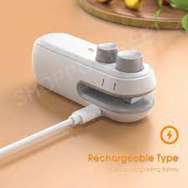 YOUR KART  Portable Mini Sealing Machine 2 in 1 USB Rechargeable Magnetic Bag Sealer Heat Seal with Cutter, Plastic Bags Packing Machine Home Appliances (multicolor)