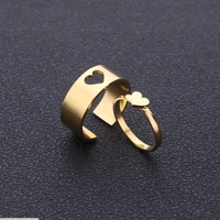 Combo Of two Gold Plated Heart and Butterfly Couple Ring 