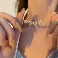 LOVE HEART pendant Necklace Rose Diamond Leaf CLOVER  Heart 