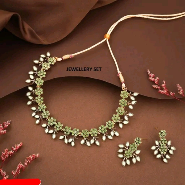 Gold Plated Necklace Set With American Diamonds 