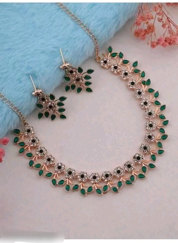 BR Jewellery New Rose Gold Plated Diamond Necklace 