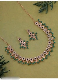 BR Jewellery New Rose Gold Plated Diamond Necklace 