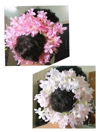 artificial gajra for hair/Artifical Flower gajra Hair Accessories For Women and Girls White&Pink (Pack Of-2)
