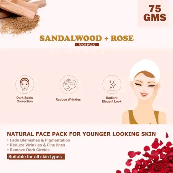Kimayra Sandalwood + Rose Face Pack Powder For Skin Lightening