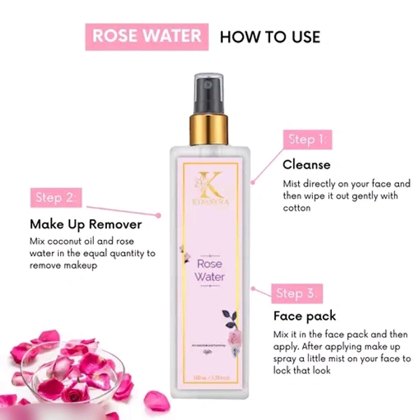 Kimayra Pure & Natural Rose Water - For Skin, Face - Gulab Jal Spray Skin