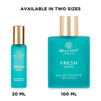 Bella Vita Organic FRESH Eau De Toilette Unisex Perfume For Men & Women with Bergamot