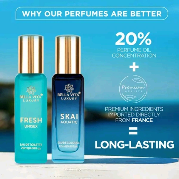 Bella Vita Luxury Unisex FRESH+SKAI Perfume Combo for Men and Women 40 ML (Pack of 2)