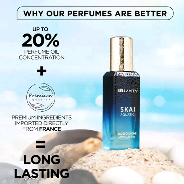 Bella Vita Organic SKAI AQUATIC Unisex Cologne Perfume For Men & Women with Musky & Fresh Fragrance