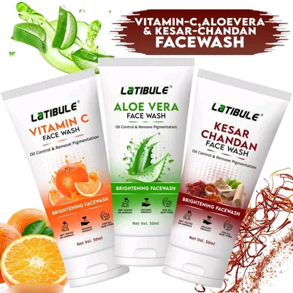 Latibule Vitamin C,Aloe Vera & Kesar Chandan Skin Whitening Brightening Facewash,