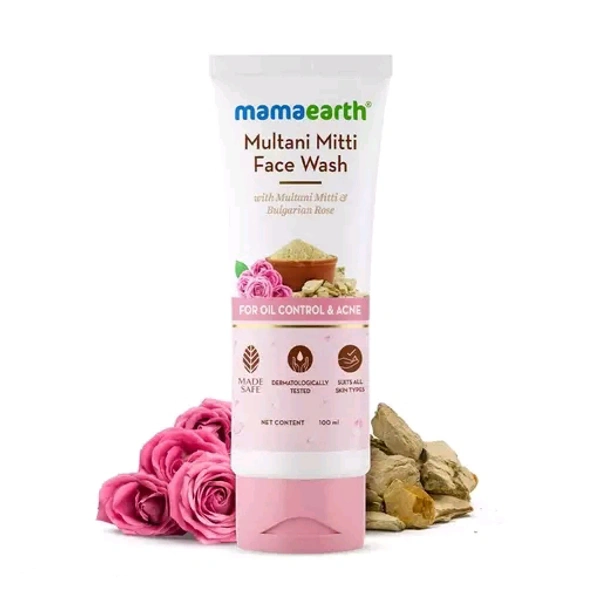Multani Mitti Face Wash with Multani Mitti & Bulgarian Rose For Oil Control & Acne - 100 ml | Suits All Skin Types | Hydrating & Gentle
