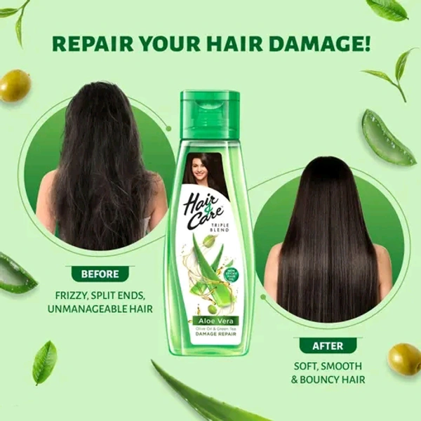 Hair & Care Damage Repair Non-Sticky Hair Oil with Aloe Vera, Olive Oil & Green Tea, 300 ml 