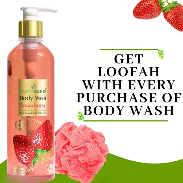 Earthgenix Strawberry Body Wash (300ml), (Loofah Free),