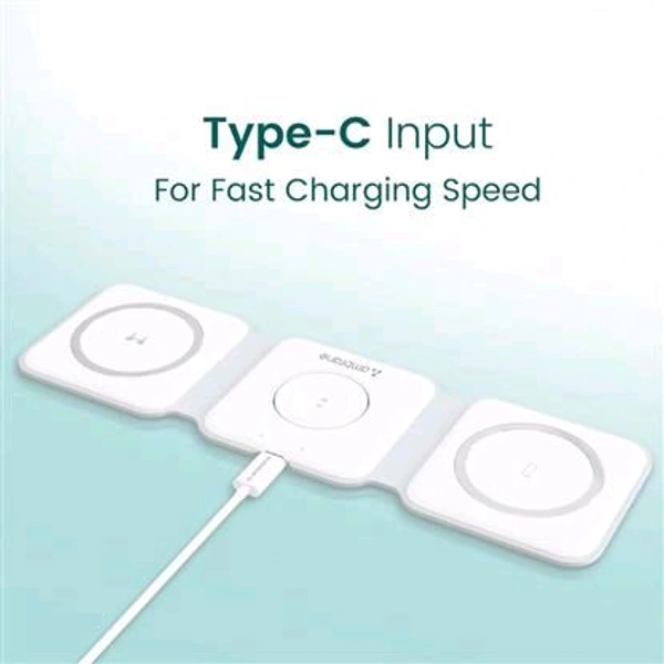 Charging Stand Fast Charging Station Wireless Charger StandFolding 3 in1 Wireless Charger Magnetic Wireless - White