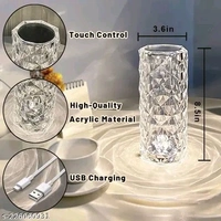 Crystal Lamp,16 Color Changing Rose Crystal Diamond Table Lamp, USB Rechargeable Touch Bedside Lamp Night Light