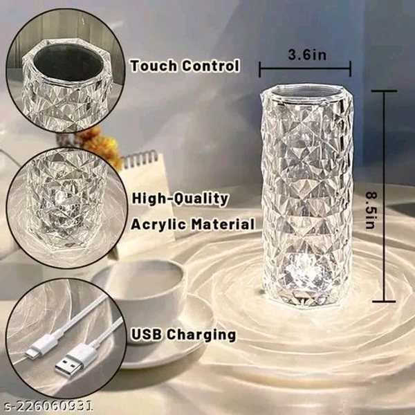 Crystal Lamp,16 Color Changing Rose Crystal Diamond Table Lamp, USB Rechargeable Touch Bedside Lamp Night Light