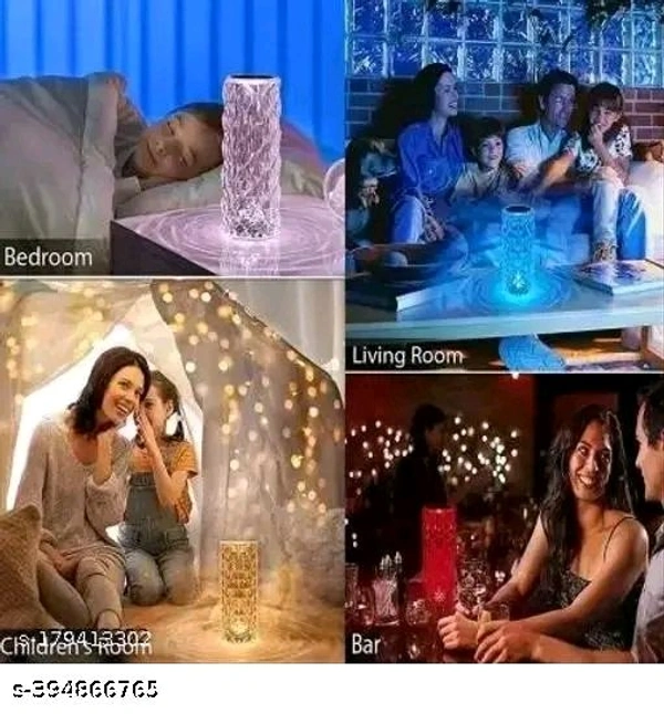 Crystal Lamp,16 Color Changing Rose Crystal Diamond Table Lamp, USB Rechargeable Touch Bedside Lamp Night Light