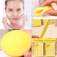 Facial Cleaning Wash Puff Sponge 12 Stick Face Cleansing Pad - Yellow