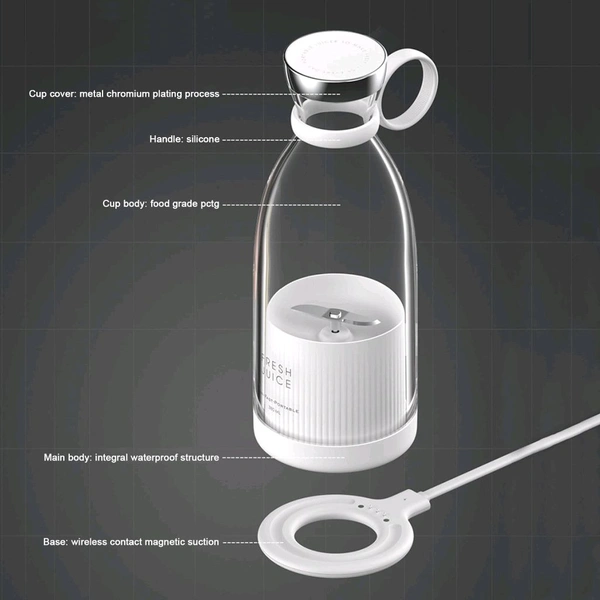 Juicing Cup Home Mini Portable Wireless Rechargeable Electric Fruit Blending Cup Gift Juicer - White
