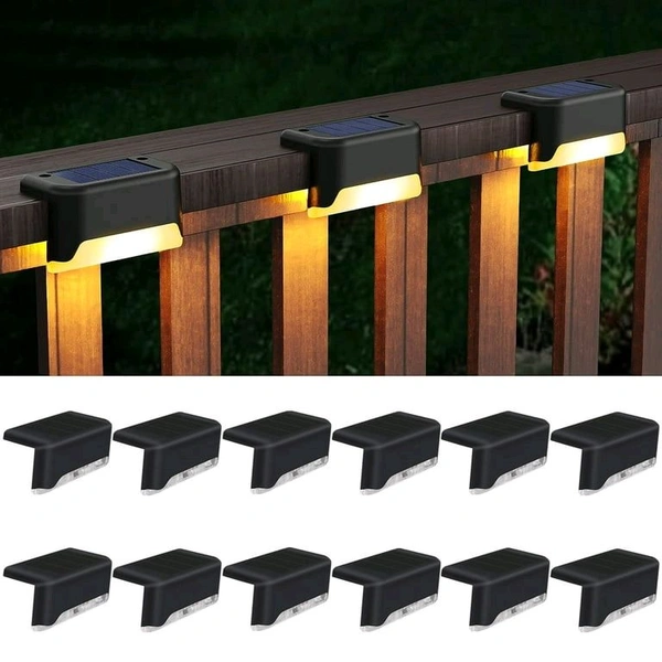 Solar Deck Lights Outdoor Pack Of 4 Solar Waterproof LED Solar Lights for Outdoor - Black
